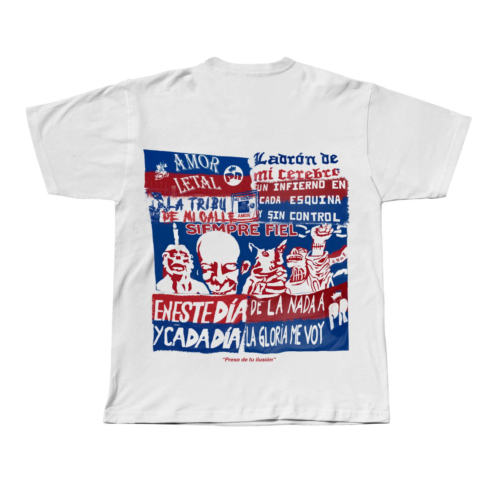 Remeras Preso de tu ilusión, espalda, color Blanco